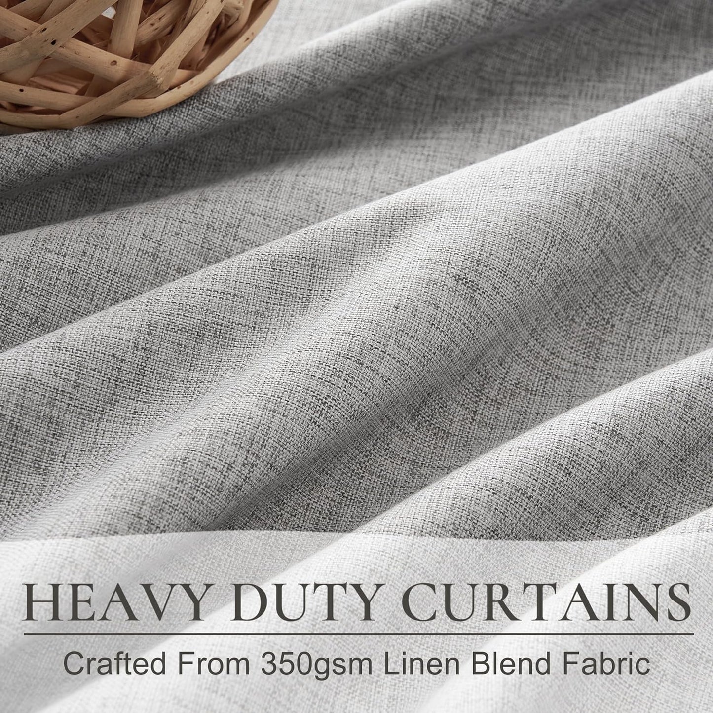 Gray Pinch Pleated 96 Inch Curtains 2 Panel Set for Living Room, Neutral Heavy Linen Blackout Window Drapes Insulated Privacy with Hooks Rings 8 FT Length Sliding Glass Door Viral Burg(40"Wx96"L Grey)