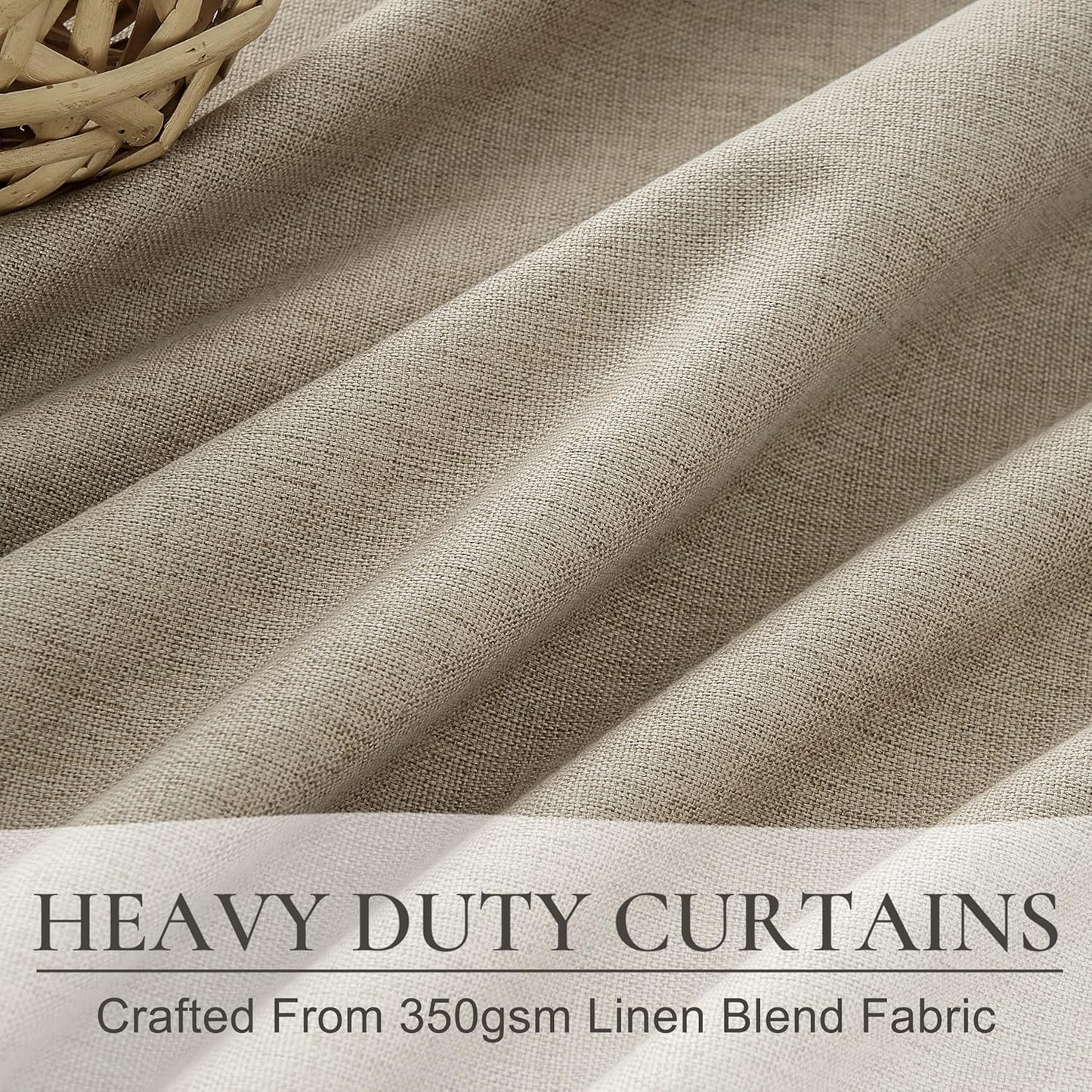 Black Out 96 Inch Long Boho Curtains 2 Panel Set, Farmhouse Curtains for Living Room Darkening/Thermal/Noise Reduction Textured Flax Linen Pinch Pleated Drapes 8ft Hook&Ring Included GreyBeige 40"x96"